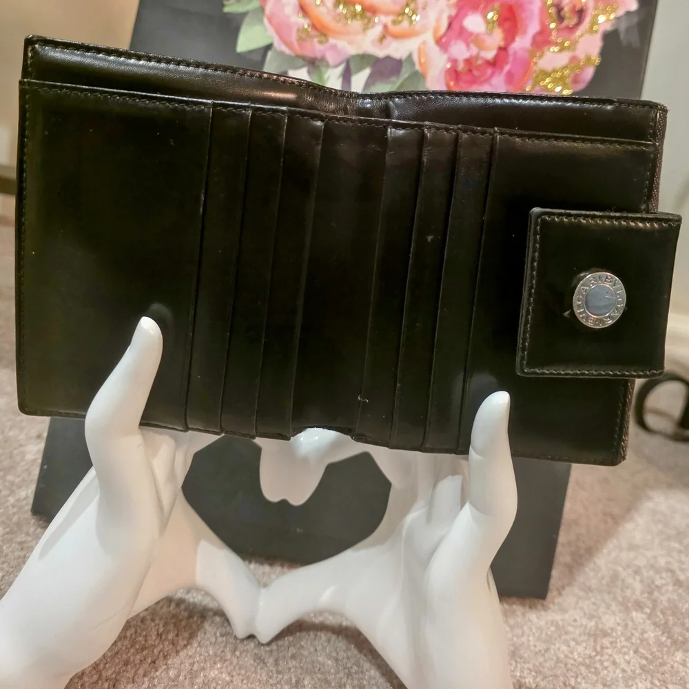 Bvlgari Black Mania Denim & Leather Wallet